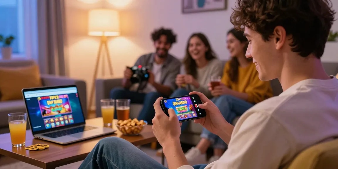 Get the app to enjoy 3 Patti Vegas APK in a cozy gaming scene with friends and snacks.