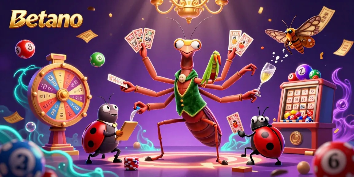 Betano's animated characters engage in vibrant casino activities, creating a thrilling gaming atmosphere.