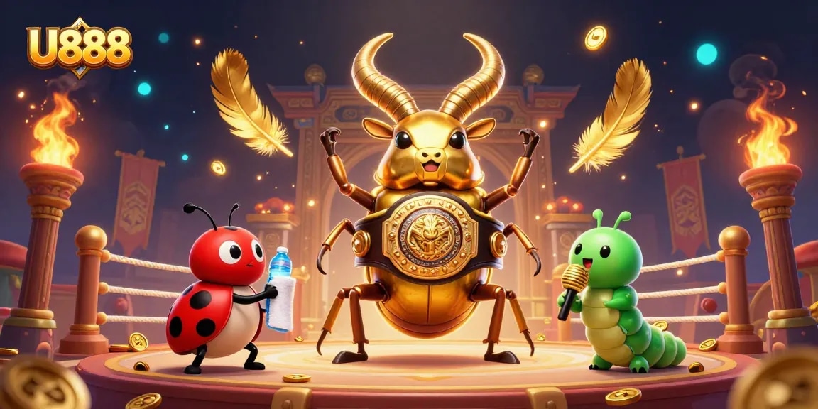 Engage in U888's thrilling gaming arena with a dynamic scene featuring vibrant casino characters.