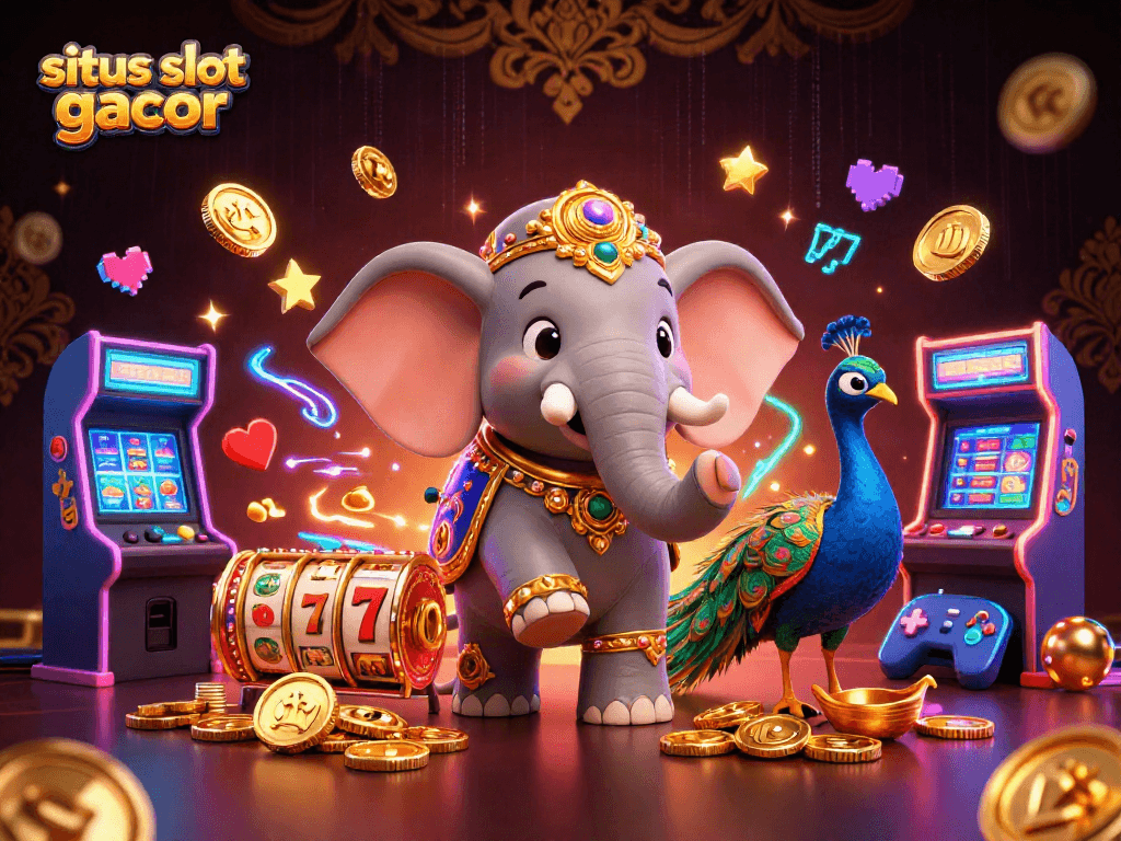 Slot gacor menggabungkan elemen jackpot dengan gajah dan merak bertema Diwali.