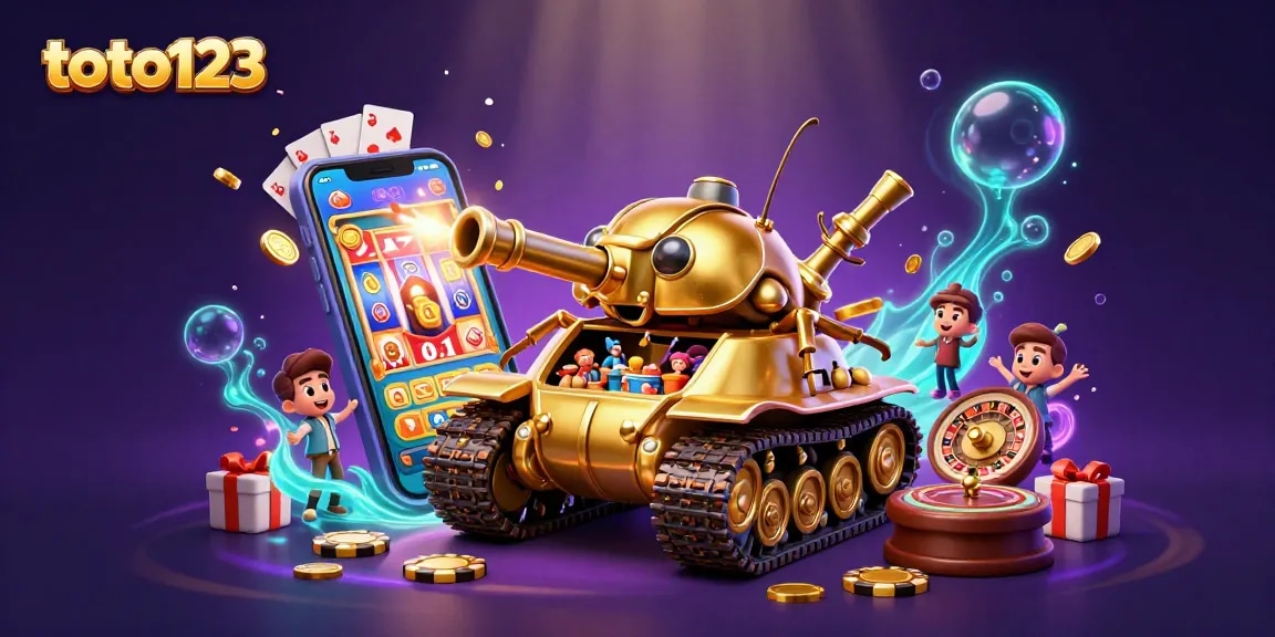 Spin colorful slots and celebrate wins with toto123 in an engaging 3D casino scene filled with excitement.