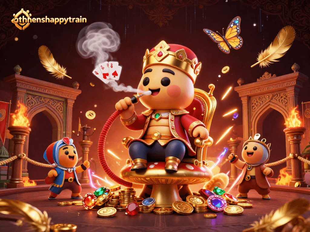 Experience the athenshappytrain thrill with our vibrant casino adventure illustration.