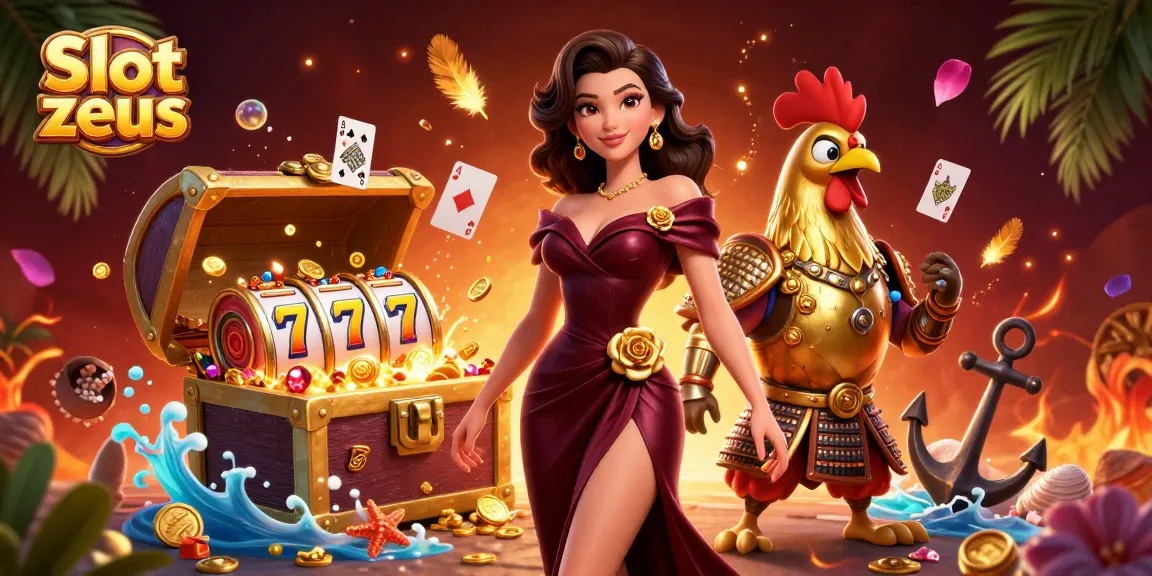 Spin the Slot Zeus reels with captivating characters and vibrant casino atmosphere.