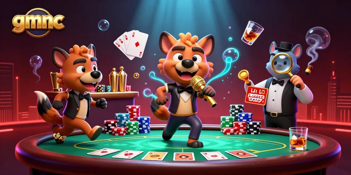 gmnc hyena casino club scene with a comedian, bartender and bouncer, showcasing gameplay excitement