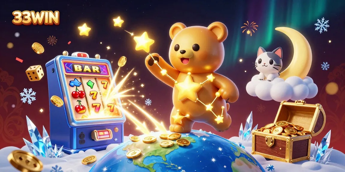 Spin the reels and win big with 33WIN's vibrant slot machine and dynamic characters!