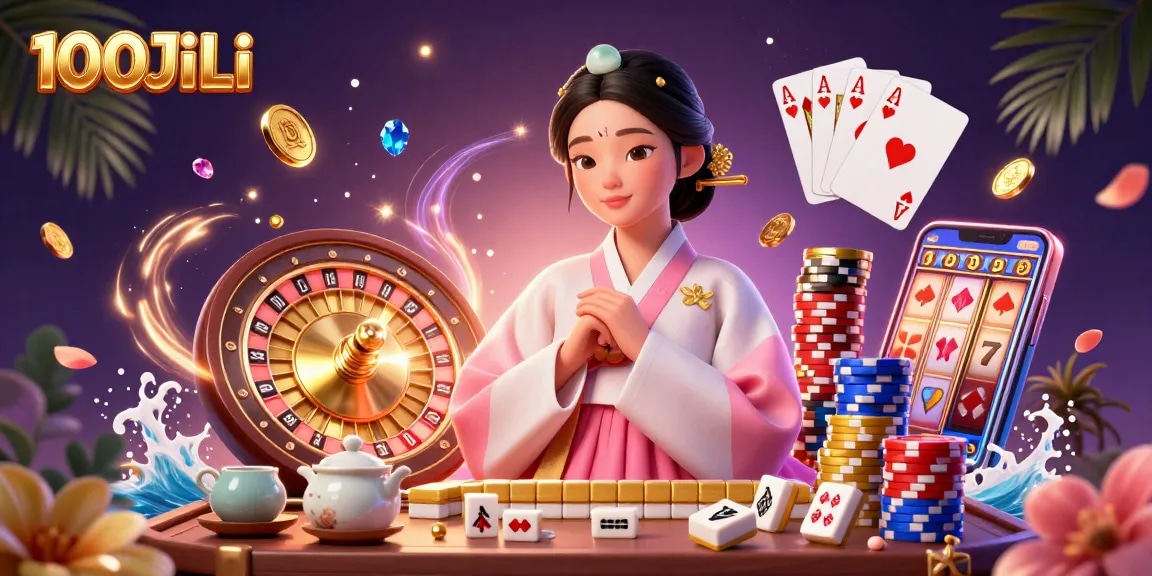 Experience the excitement of 100JiLi Casino with vibrant 3D gaming elements and an elegant atmosphere.