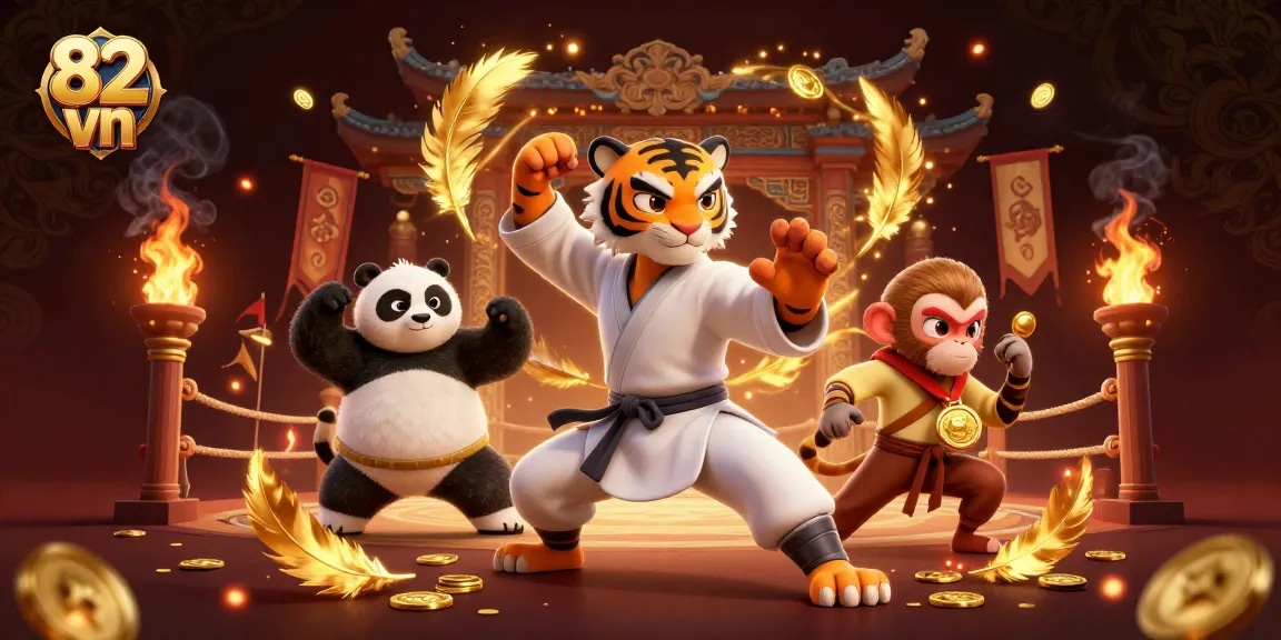 Engage in thrilling gameplay at 82 vn with 3D characters showcasing martial arts themes.