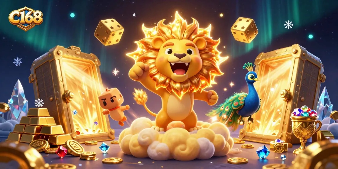 Engage with the exhilarating gaming world of C168 featuring vibrant 3D elements and golden treasures.