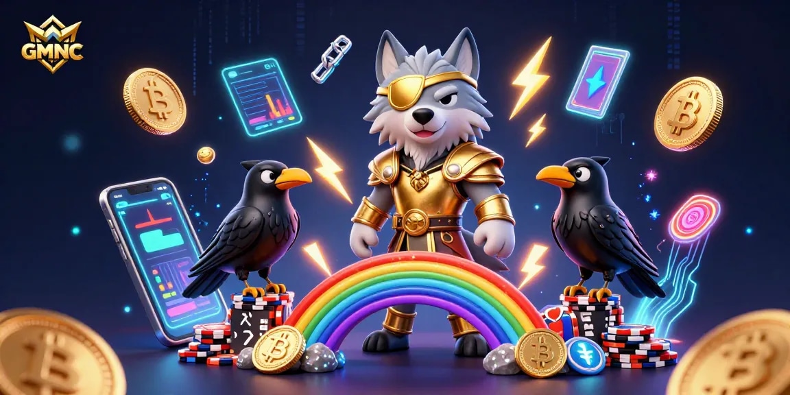 Immerse in GMNC's gambling analysis through a vibrant Norse mythology-themed casino illustration.