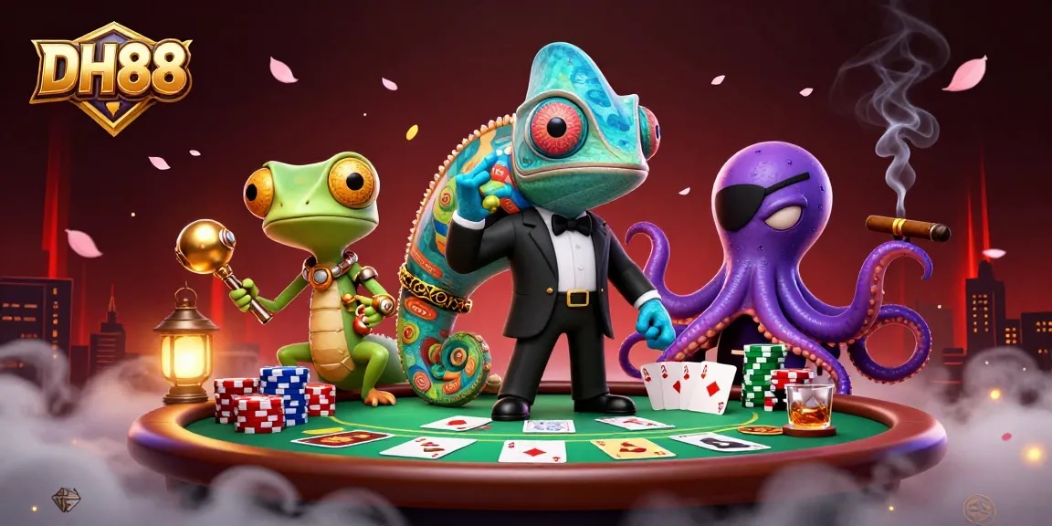 Engage in high-stakes poker at DH88 with vibrant characters and dynamic game elements.