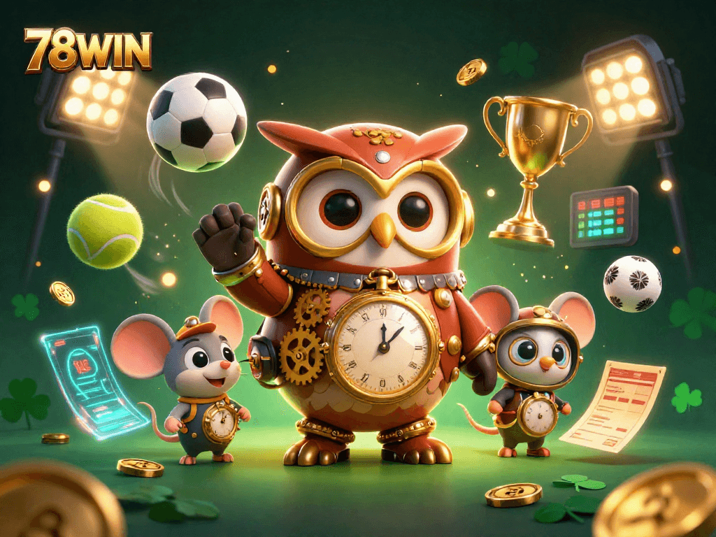 Experience thrilling betting at 78WIN with this vibrant 3D casino scene featuring dynamic game elements.