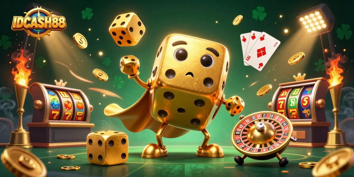 Experience ICCASH88 gaming excitement with golden dice and dynamic jackpot elements.