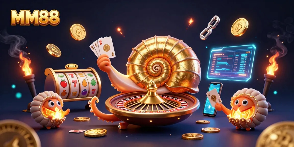 Engage with MM88 in a futuristic casino world featuring a giant nautilus roulette and glowing ammonites.