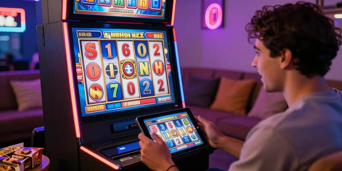 Menampilkan pawangslot sebagai platform slot online dengan pemain antusias bermain di tablet.
