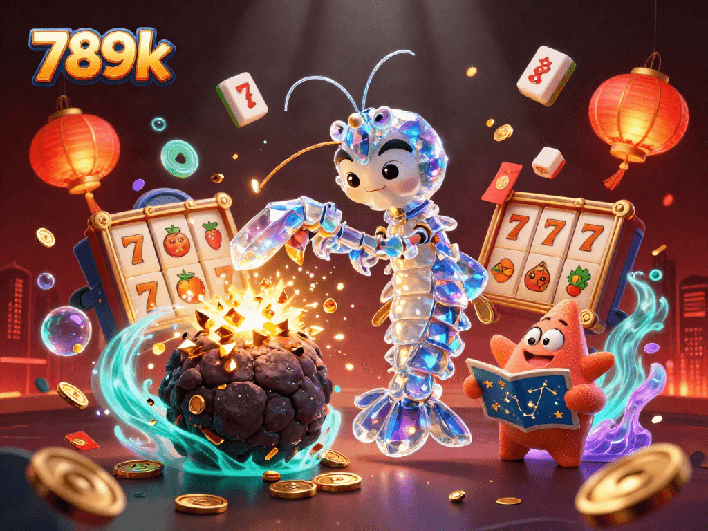 Catch the excitement of 789k as the mantis shrimp exploits an asteroid scattering golden gems in a vibrant casino world.