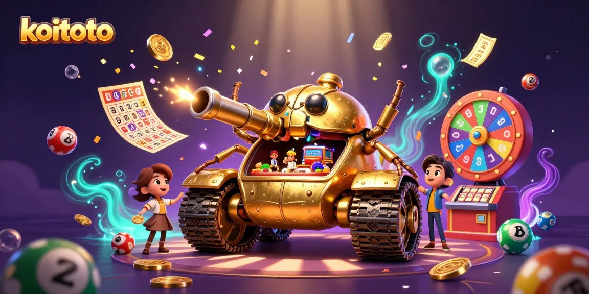 Koitoto lotto players enjoy winning with dynamic lottery balls and a vibrant mini-casino scene.