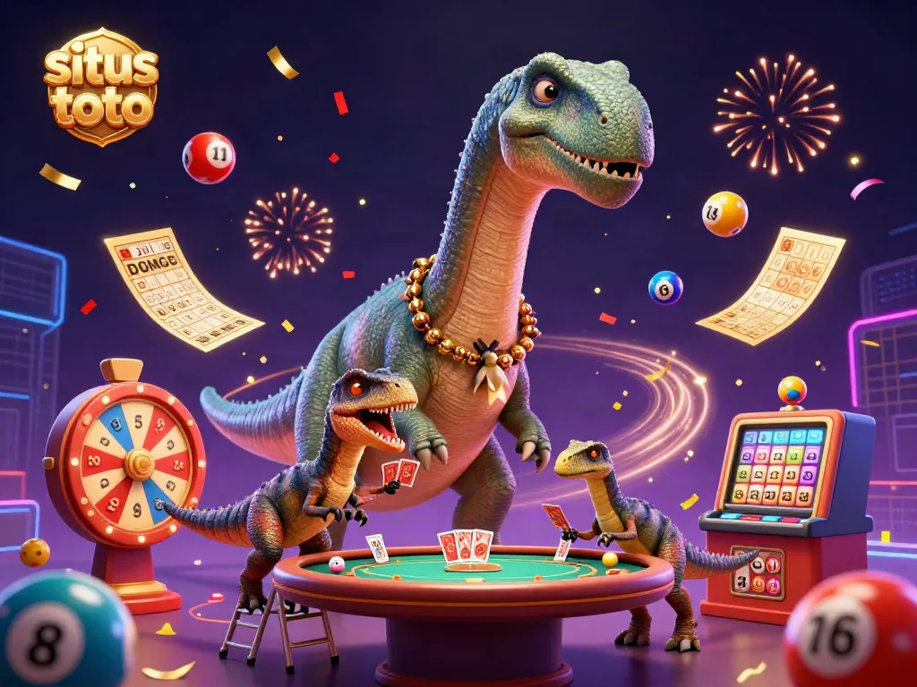 Experience situs toto with vibrant animated characters in a festive casino scene.