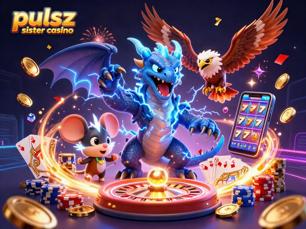 Play exciting games at pulsz sister casino featuring a dazzling jackpot scene.