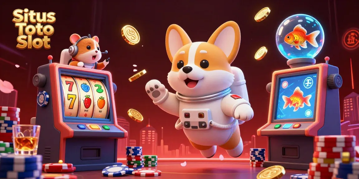 Menangkan game di Situs Toto Slot dengan gambar kasino luar angkasa yang penuh warna dan elemen menggembirakan.