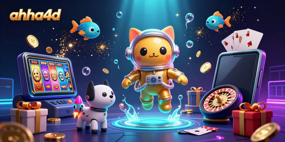 Experience thrilling gaming at ahha4d with an astronaut cat and casino elements in a vivid scene.