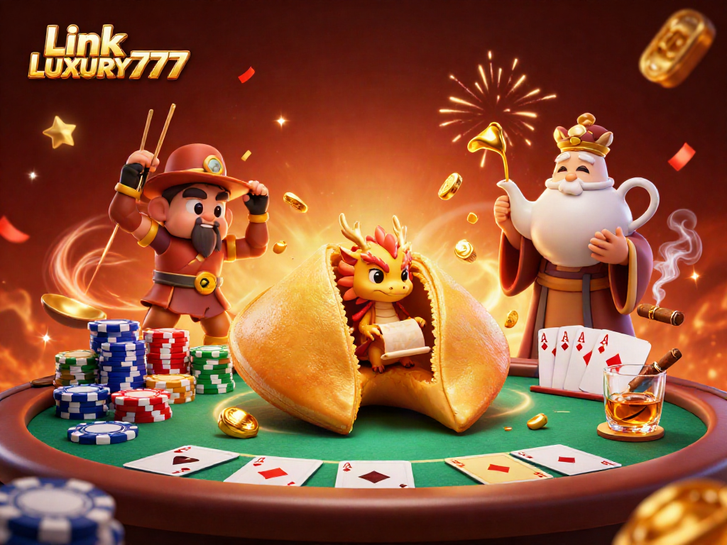 Mendapatkan kemenangan menarik di Link LUXURY777 sambil menikmati ilustrasi kasino yang penuh warna dengan berbagai elemen menarik.