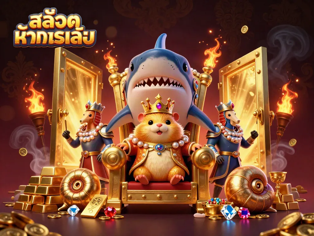 เล่นสล็อตด้วยสล็อตทดลองเล่น พร้อมราชาม hamster ทองที่นั่งบนฟันของ megalodon