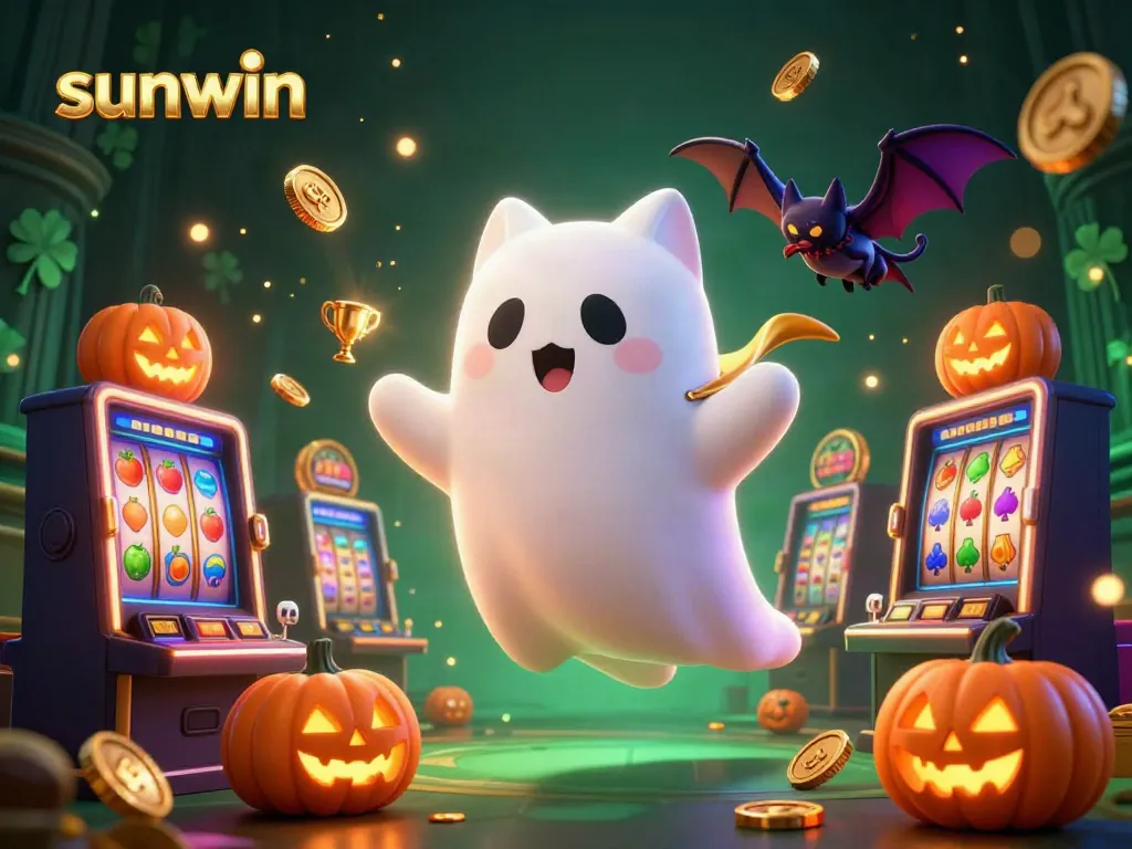 Win big with sunwin's vibrant casino world, featuring ghosts, jackpots, and slot machines!