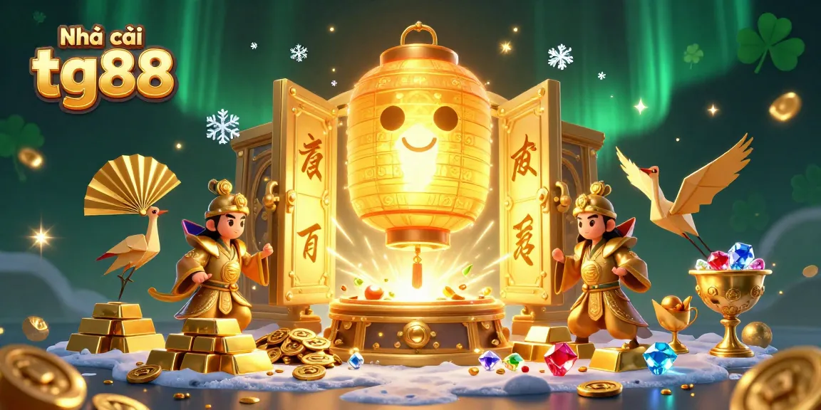 Experience luck and excitement at Nhà cái tg88 with vibrant casino elements and glowing treasures.
