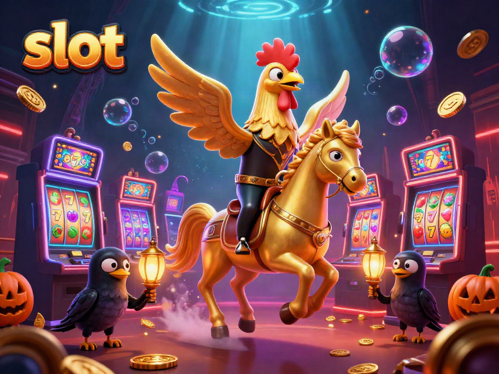 Permainan slot yang energik dengan simbol buah dan tujuh keberuntungan di kasino malam.