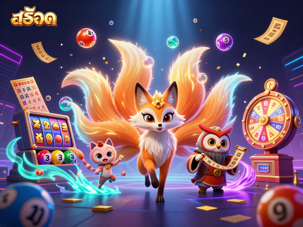 Experience thrilling สล็อต action with a vibrant nine-tailed fox, wise owl, and dynamic game elements.