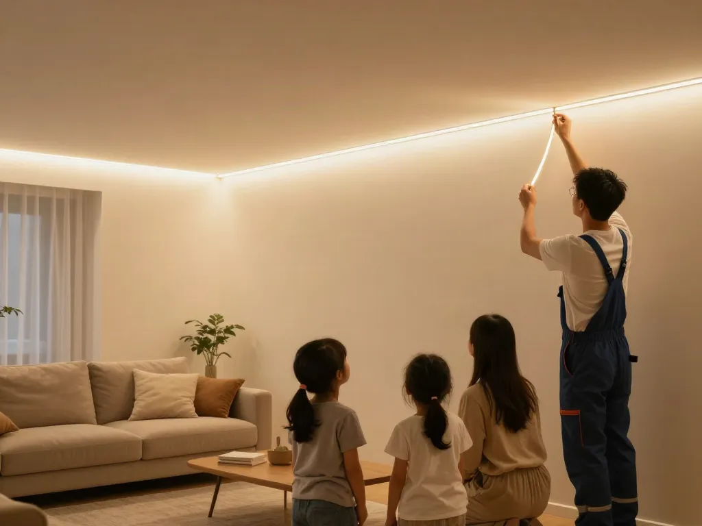 Instalarea benzilor LED flexibile de către un profesionist de încredere în locuințe moderne, servicii locale de calitate.
