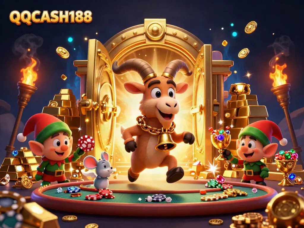 Experience thrilling gameplay at QQCASH188 with fantasy characters in a vibrant casino scene.