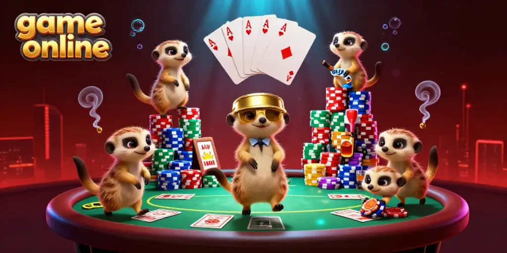 Enjoy thrilling gameplay with agile meerkats running a vibrant casino in a captivating game online animation.