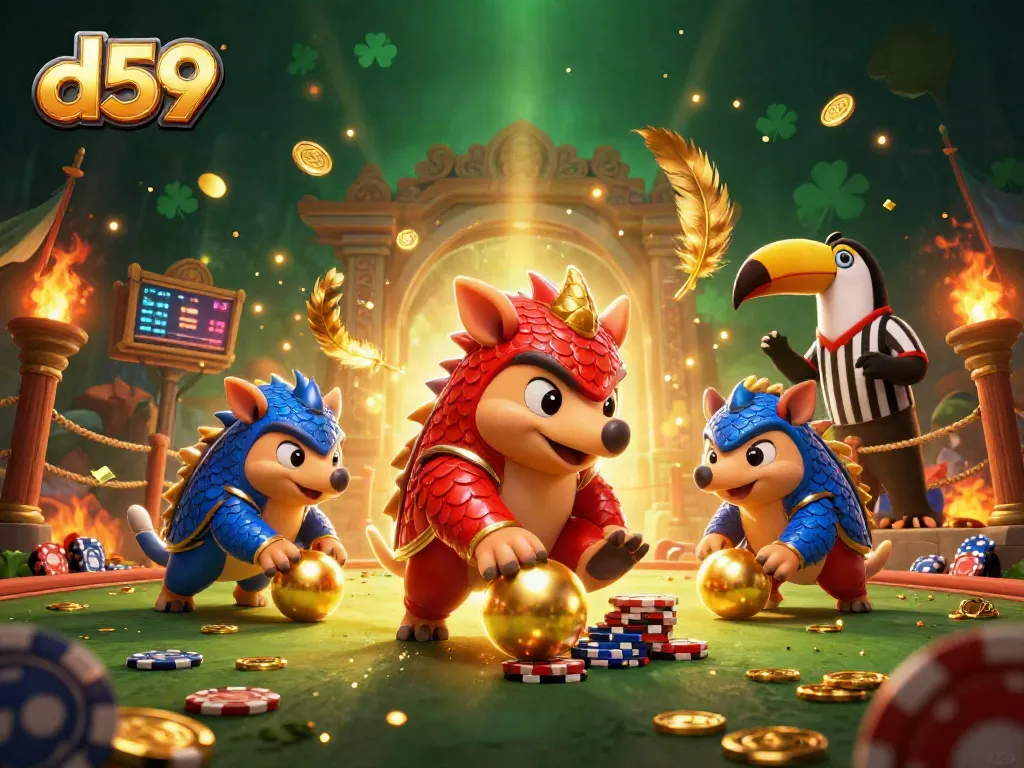 d59 portal features rival pangolins competing with poker chips in a dynamic casino illustration