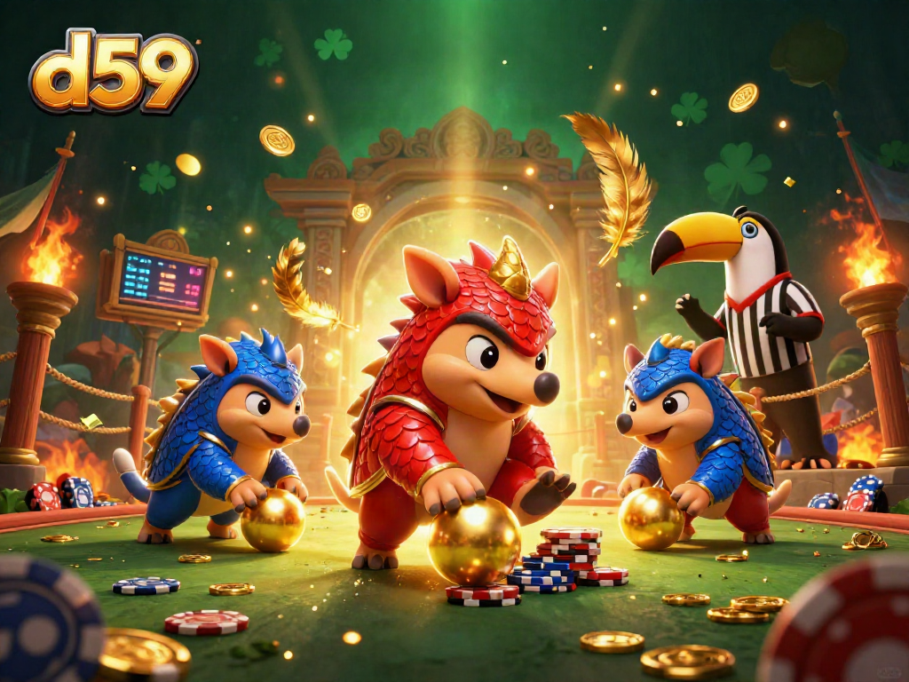 d59 portal features rival pangolins competing with poker chips in a dynamic casino illustration