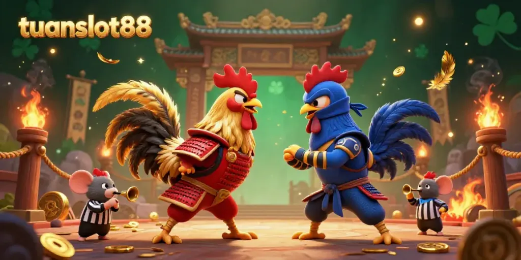 Rasakan keseruan tuanslot88 dengan duel ayam 3D bersenjata di arena penuh hiasan dan koin.