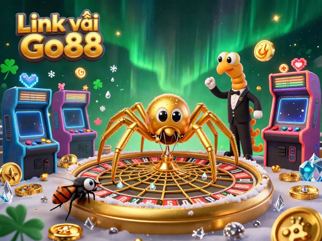 Engage with Link vào Go88 in a vibrant casino-style illustration featuring colorful game elements and a thrilling atmosphere.