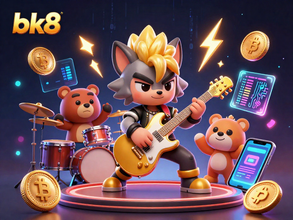 Experience winning thrills with bk8 at this dynamic casino stage featuring a rock star wolf.
