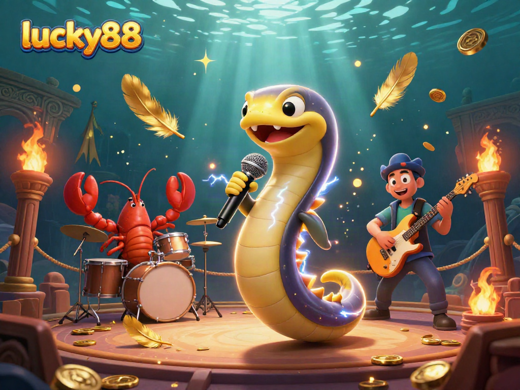 Experience thrilling underwater gambling with lucky88's vibrant 3D DJ scene featuring unique ocean characters.