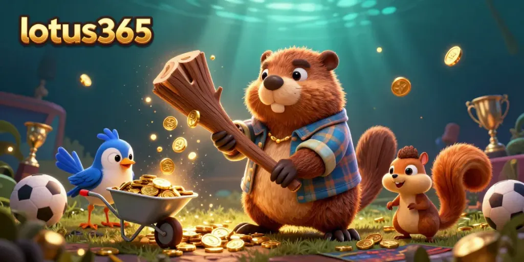 Experience thrilling sports betting with lotus365 through a fun, cartoon-rendered casino scene.