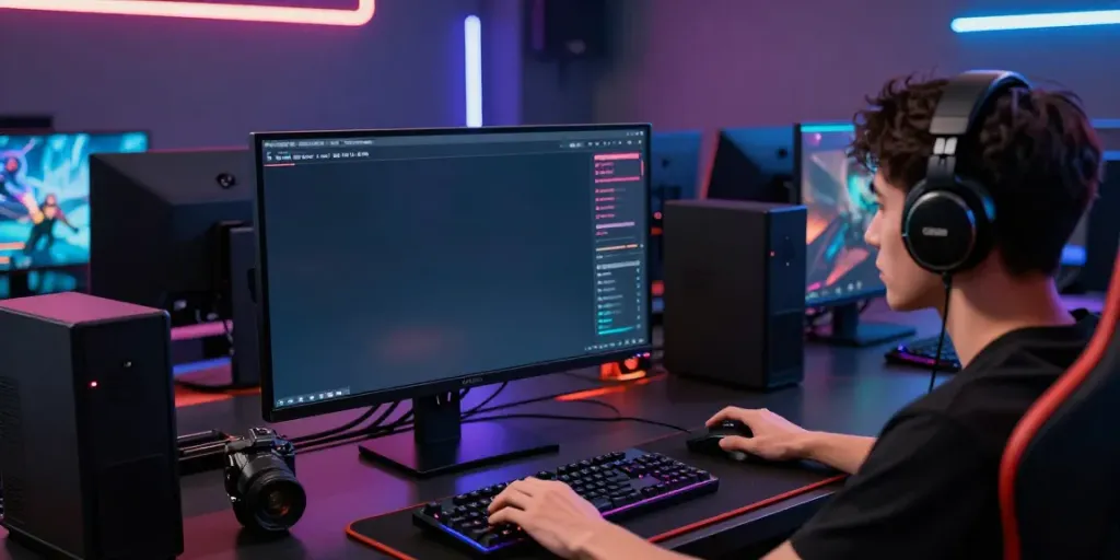 singatoto user engaging with advanced gaming technology in modern setup