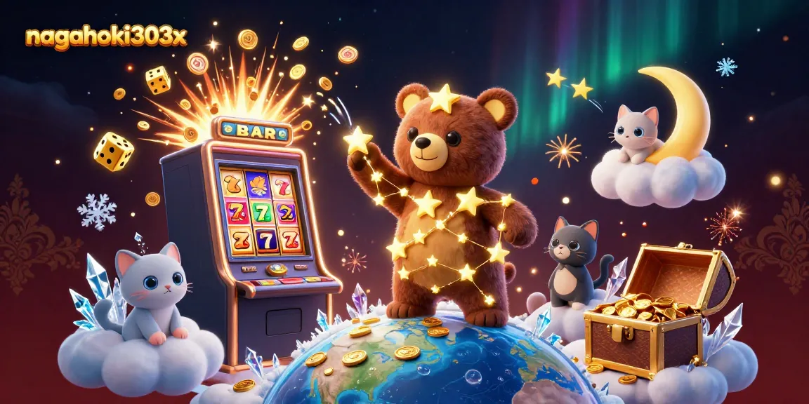 Gambarkan kegembiraan bermain dengan nagahoki303x dan mesin slot berkilauan yang penuh koin.