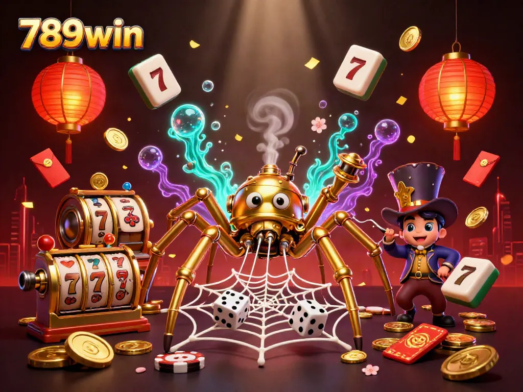 Experience the thrill of 789win with a dynamic 3D casino illustration featuring a whimsical steampunk scene.