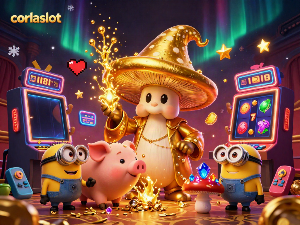 Experience thrilling slots at corlaslot with golden magic and colorful gaming elements.