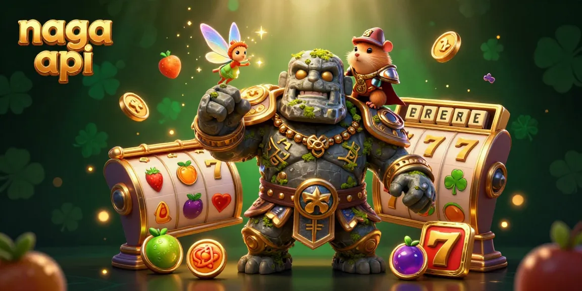 Experience thrilling slot action with the lively scene showcasing the naga api with ancient guardians and magical elements.