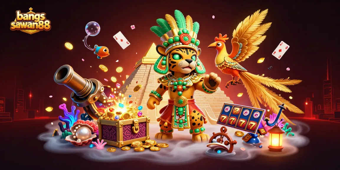 Experience the excitement of bangsawan88 with this vibrant casino-inspired 3D illustration featuring immersive gameplay elements.