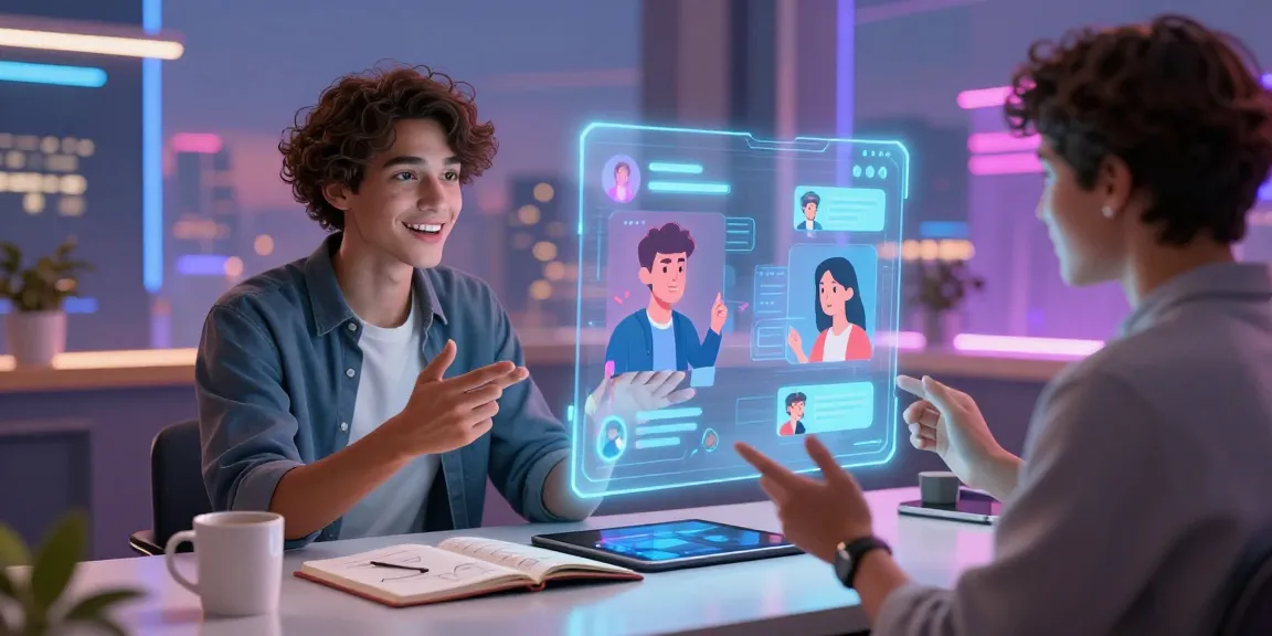 An engaging scene illustrating AI NSFW chat interaction, showcasing immersive characters and futuristic design elements.