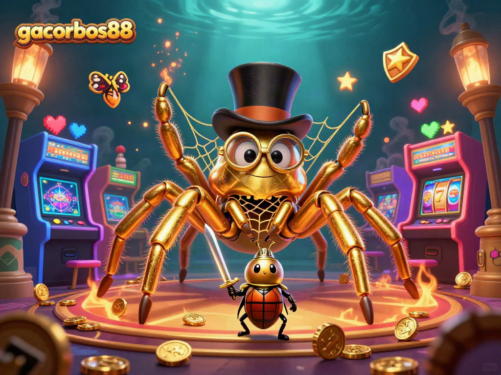 gacorbos88 showcases a vibrant 3D casino scene with dazzling game elements and enchanting characters.
