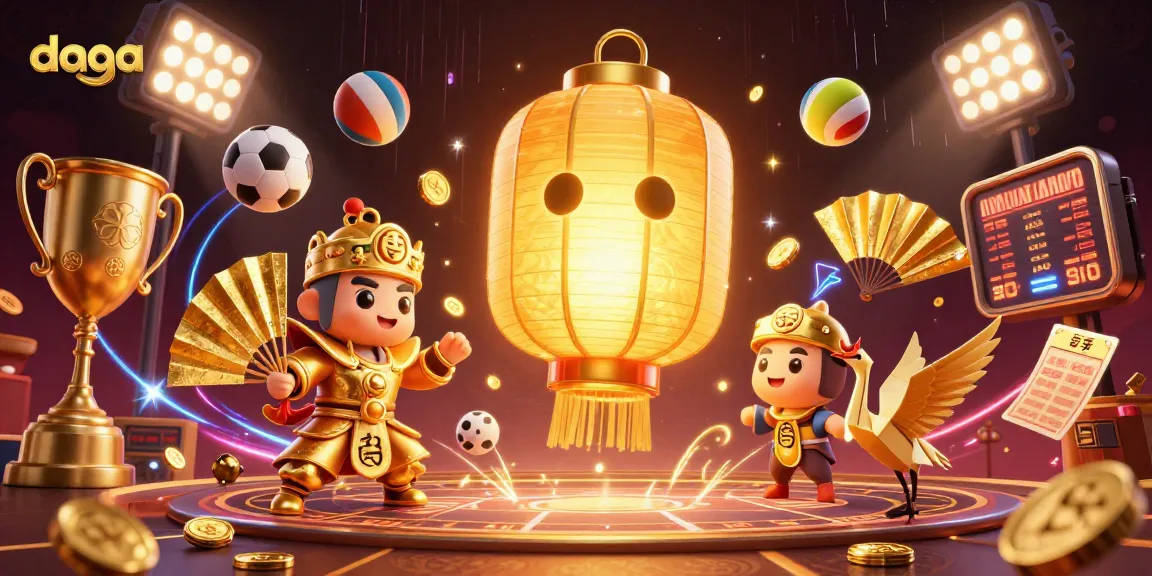 Experience thrilling gaming at DAGA with vibrant characters and dynamic sports elements in a captivating casino scene.