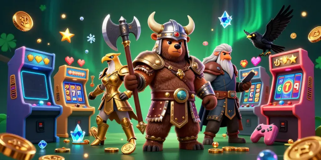 Permainan slot di dunia fantasi dengan beruang Viking dan elang Valkyrie yang menakjubkan.